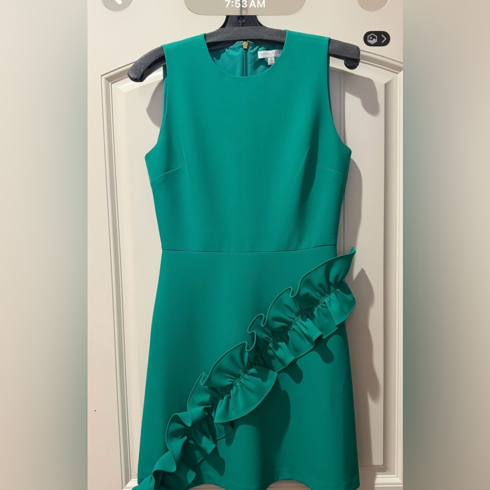 Charming Teal Women’s Dress with Ruffle Accent